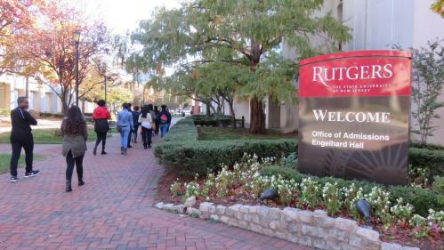 sign for Rutgers–Newark Office of Admissions at Englehard Hall
