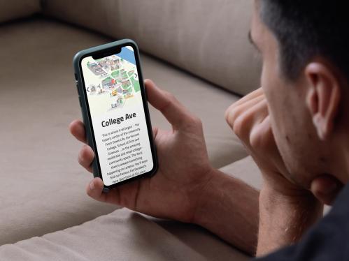 A person looks at a mobile phone screen